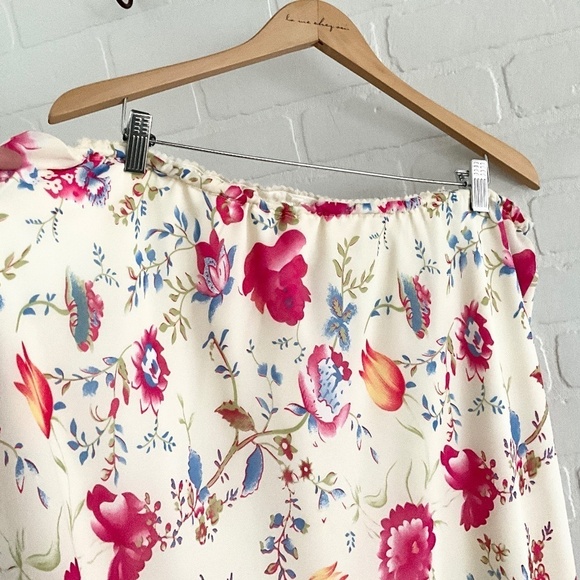 Vintage Midi Skirt Y2K Flowy Floral Roses Fairy Cream Pink Blue Peach Red Sz 3X - Picture 3 of 11